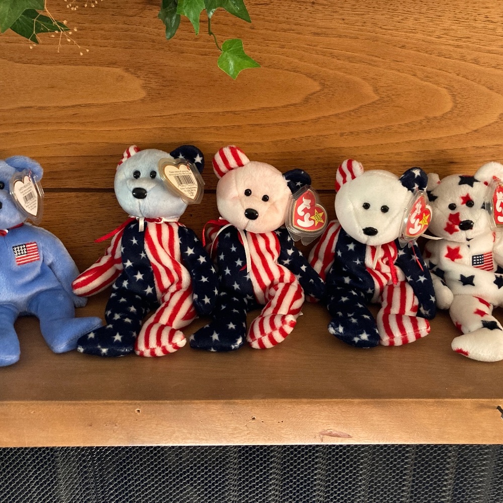 7 total Rare Flag Ty Bears
